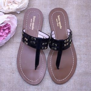 Kate Spade Black Flip Flop Sandals 9M